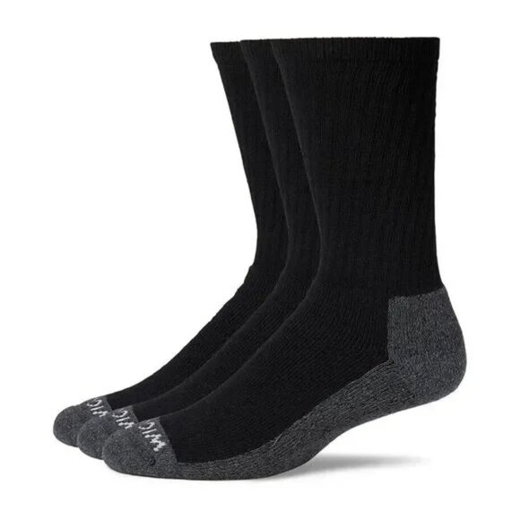 Wigwam Black At Work Crew Socks 3 Pack Cotton Midweight Men's XL 12-15 NWT - Picture 1 of 7